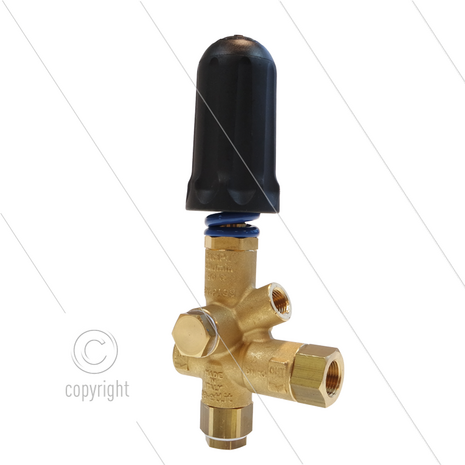 Pulsar RV - drukregelautomaat - met knop en 1/4&quot; bi manometeraansluiting - 280 Bar - 40 l/min - 60&deg;C - In: 3/8&quot; bi - Uit: 3/8&quot; bi - Bypass: 3/8&quot; bi