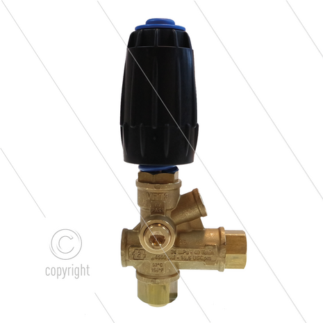 VRT3 - drukregelautomaat - Easy start - met knop en 1/4&quot; bi manometeraansluiting - 280 Bar - 40 l/min - 90&deg;C - In: 3/8&quot; bi - Uit: 3/8&quot; bi - Bypass: 2x 3/8&quot; bi