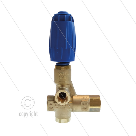 VRT100 - drukregelautomaat - met knop - 320 Bar - 100 l/min - 90&deg;C - In: 1/2&quot; bi - Uit: 1/2&quot; bi - Bypass: 1/2&quot; bi
