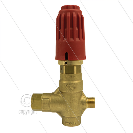 VB350 - drukregelautomaat - met knop - 350 Bar - 40 l/min - 60&deg;C - In: 3/8&quot; bu - Uit: 3/8&quot; bi - Bypass: 1/2&quot; bi