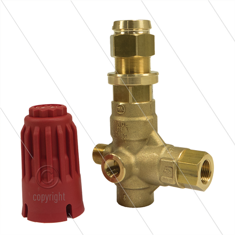 VB350 - drukregelautomaat - met knop - 350 Bar - 40 l/min - 60&deg;C - In: 3/8&quot; bu - Uit: 3/8&quot; bi - Bypass: 1/2&quot; bi