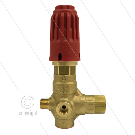 VB350 - drukregelautomaat - met knop - 350 Bar - 40 l/min - 60&deg;C - In: 3/8&quot; bu - Uit: 3/8&quot; bi - Bypass: 1/2&quot; bi