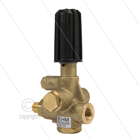 HM - drukregelautomaat - 200 Bar - 5 tot 41 l/min - max 85&deg;C - In: 3/8&quot; bi - Uit: 3/8&quot; bu - Bypass: 3/8&quot; bi
