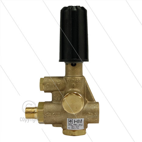 HM - drukregelautomaat - 200 Bar - 5 tot 41 l/min - max 85&deg;C - In: 3/8&quot; bi - Uit: 3/8&quot; bu - Bypass: 3/8&quot; bi