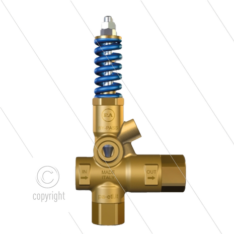 VB85/280-RV - met knop en 1/4&quot; bi manometeraansluiting - 280 Bar - 80 l/min - max 90&deg;C - In: 1/2&quot; bi - Uit: 1/2&quot; bi - Bypass: 1/2&quot; bi