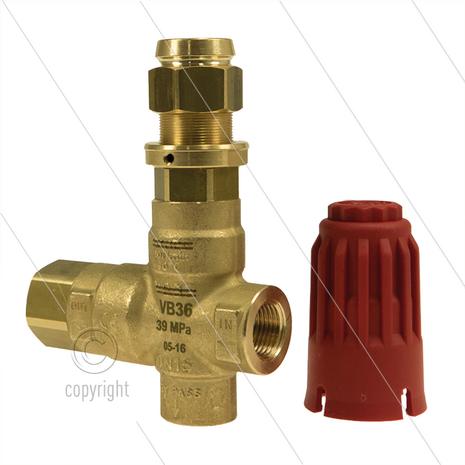 VB36 - drukregelautomaat - 350 Bar - 80 l/min - 60&deg;C - Multi-user - In: 1/2&quot; bi - Uit: 1/2&quot; bi - Bypass: 1/2&quot; bi