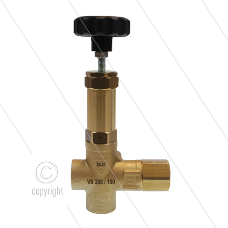VB200/150 - met knop - 150 Bar - 200 l/min - max 60&deg;C - In: 1&quot; bi - Uit: 1&quot; bi - Bypass: 1&quot; bi
