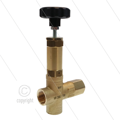 VB200/150 - met knop - 150 Bar - 200 l/min - max 60&deg;C - In: 1&quot; bi - Uit: 1&quot; bi - Bypass: 1&quot; bi