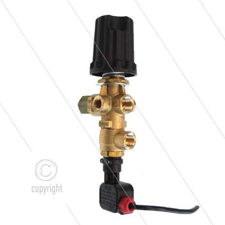 VB9 - drukregelautomaat met drukschakelaar en knop - 220 Bar - 30 l/min - max 60&deg;C - In: 3/8&quot; bi - Uit: 3/8&quot; bi - Bypass: 3/8&quot; bi - manometer aansluiting: 2 x 1/4&quot; bi