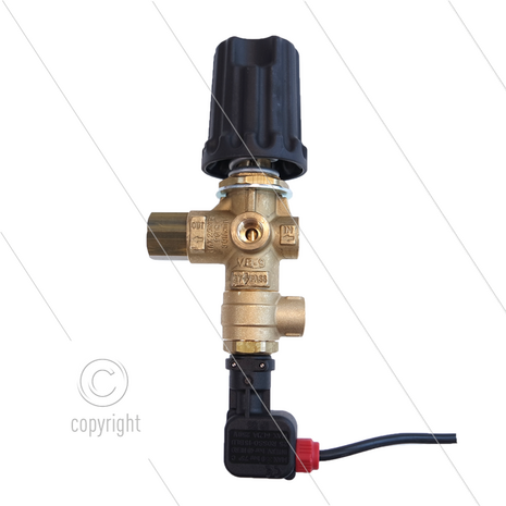 VB9 - drukregelautomaat met drukschakelaar en knop - 220 Bar - 30 l/min - max 60&deg;C - In: 3/8&quot; bi - Uit: 3/8&quot; bi - Bypass: 3/8&quot; bi - manometer aansluiting: 2 x 1/4&quot; bi