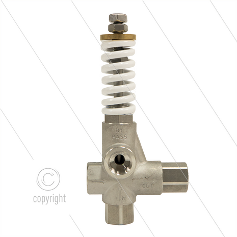 VB80/150 - drukregelautomaat - RVS316 - 150 Bar - 80 l/min - max 60&deg;C - In: 1/2&quot; bi - Uit: 1/2&quot; bi - Bypass: 1/2&quot; bi - Viton afdichtingen