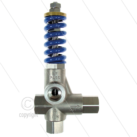 VB80/280 - drukregelautomaat - RVS316 - Viton - 280 Bar - 80 l/min - max 60&deg;C - In: 1/2&quot; bi - Uit: 1/2&quot; bi - Bypass: 1/2&quot; bi