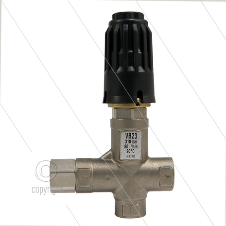 VB23/280 - drukregelautomaat - RVS303 - 280 Bar - 80 l/min - max 60&deg;C - In: 1/2&quot; bi - Uit: 1/2&quot; bi - Bypass: 1/2&quot; bi