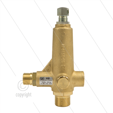 K5.2 - drukregelautomaat - 200 Bar - 16 tot 25 l/min - max 60&deg;C - In: 3/8&quot; bi - Uit: 1/2&quot; bu - Bypass: 3/4&quot; bu - 1/2&quot; bi