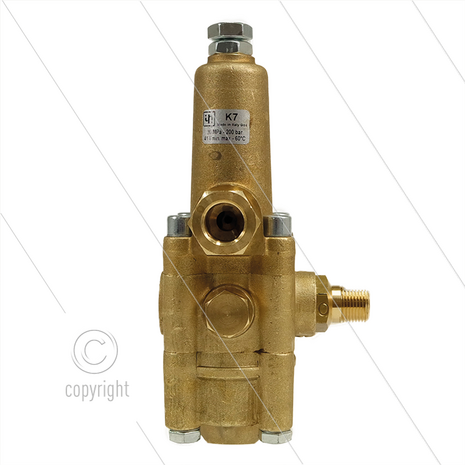 K7.0 - drukregelautomaat - 200 Bar - 8 tot 11 l/min - max 60&deg;C - In: 3/8&quot; bi - Uit: 3/8&quot; bu - Bypass: 3/8&quot; bi
