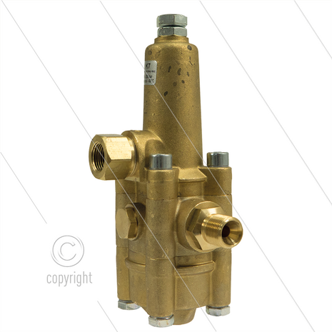 K7.1 - drukregelautomaat - 200 Bar - 11 tot 16 l/min - max 60&deg;C - In: 3/8&quot; bi - Uit: 3/8&quot; bu - Bypass: 3/8&quot; bi