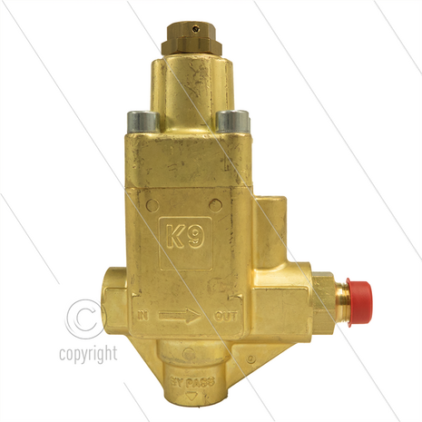 K9.0 - drukregelautomaat - 400 Bar - 15 tot 50 l/min - max 60&deg;C - In: 1/2&quot; bi - Uit: 1/2&quot; bu - Bypass: 1/2&quot; bi