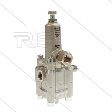 K10.0 - drukregelautomaat - 600 Bar - 12 tot 18 l/min - max 60&deg;C - In: 3/8&quot; bi - Uit: 3/8&quot; bu - Bypass: 3/8&quot; bi