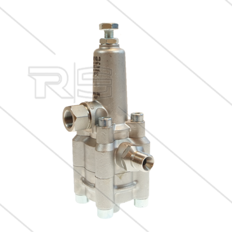 K10.0 - drukregelautomaat - 600 Bar - 12 tot 18 l/min - max 60&deg;C - In: 3/8&quot; bi - Uit: 3/8&quot; bu - Bypass: 3/8&quot; bi