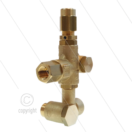 VB75 voor AR-RK en Comet FW - 220 Bar - 30 l/min - max 90&deg;C - In: 1/2&quot; bi x bu - Uit: 3/8&quot; bi x bu - Bypass: inwendig - X:4,5 - Y:64