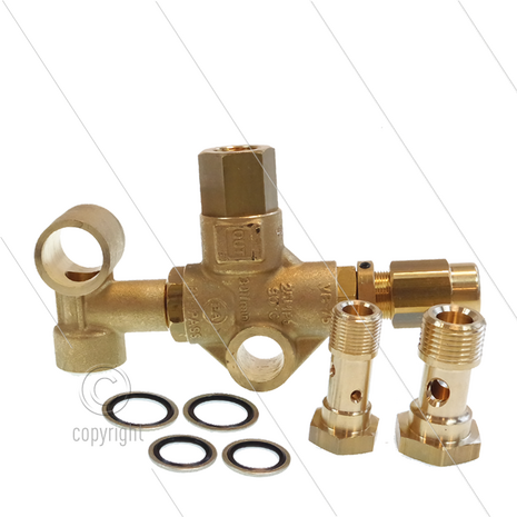 VB75 voor AR-RK en Comet FW - 220 Bar - 30 l/min - max 90&deg;C - In: 1/2&quot; bi x bu - Uit: 3/8&quot; bi x bu - Bypass: inwendig - X:4,5 - Y:64