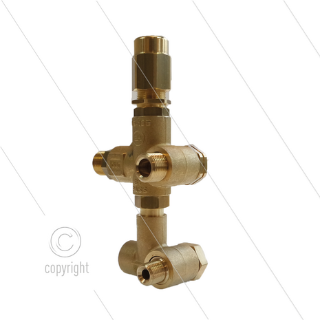 VB135 drukregelautomaat voor IP Serie 51 - 160 Bar - 25 l/min - max 90&deg;C - In: 3/8&quot; - Uit: 1/4&quot; - Bypass: inwendig - X:0 - Y:62