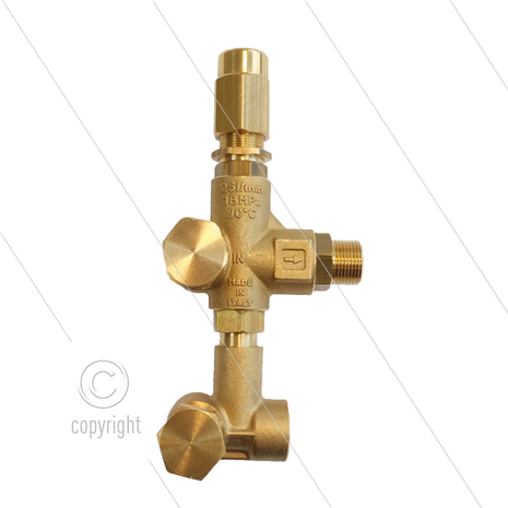 VB135 drukregelautomaat voor IP Serie 51 - 160 Bar - 25 l/min - max 90&deg;C - In: 3/8&quot; - Uit: 1/4&quot; - Bypass: inwendig - X:0 - Y:62