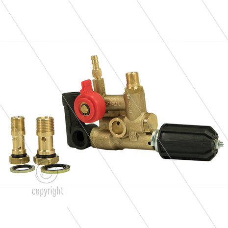 W2-1 voor Interpump serie 44 - 49 - 50 - 60 - 250 Bar - 11 tot 15 l/min - max 60&deg;C - In: 1/2&quot; bi - Uit: 3/8&quot; bu - Bypass inwendig