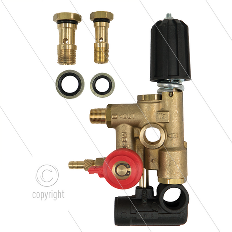 W2-2 controlset voor Interpump serie 44 - 49 - 50 - 60 - 250 Bar - 16 tot 21 l/min - max 60&deg;C - In: 1/2&quot; bi - Uit: 3/8&quot; bu - Bypass: inwendig
