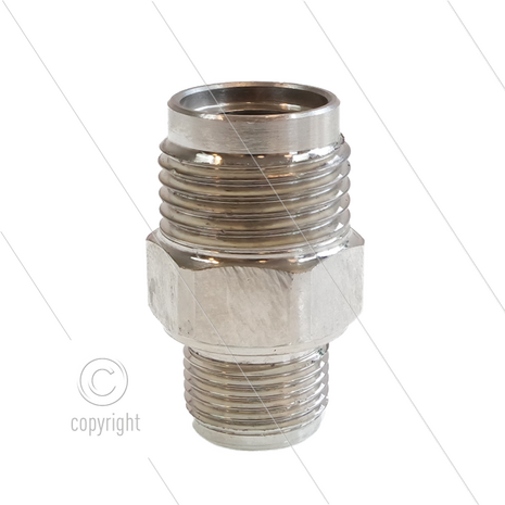 1/2&quot; - snelkoppeling nippel - messing - 250 Bar - &Oslash;11mm - max 150&deg;C - Viton O-ring - 3/8&quot; bu