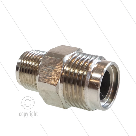 1/2&quot; - snelkoppeling nippel - messing - 250 Bar - &Oslash;11mm - max 150&deg;C - Viton O-ring - 3/8&quot; bu