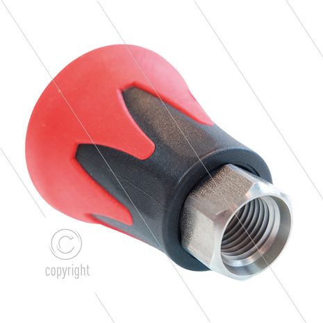 Nozzlebeschermer ST10 - RVS / kunststof - Rood/Zwart - 1/4&quot; bi