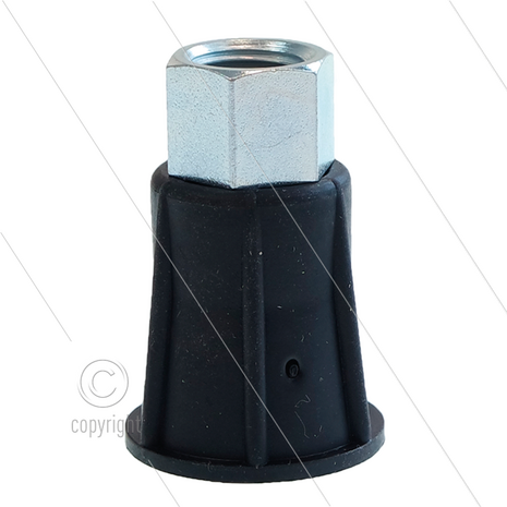 Nozzlehouder - staal - rubber - zwart - compact model - L=45mm &Oslash;30mm - 1/4&quot; bi