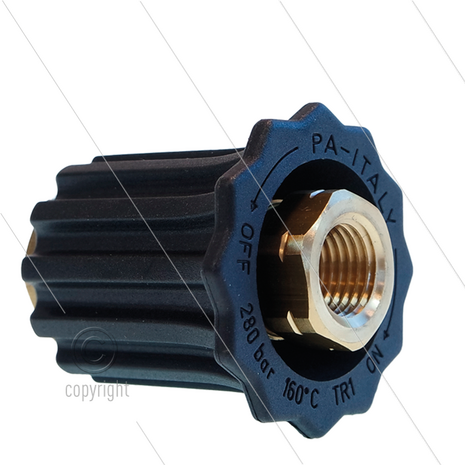 TR1 - verstelbare nozzlehouder - 250 Bar - 30 l/min - max 160&deg;C - 1/4&quot; BSP bi x 1/4&quot; Npt bi
