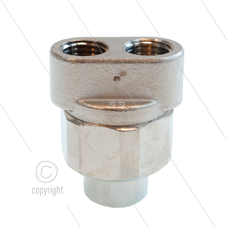 TD1 - kantelbare nozzlehouder - zonder isolatie - 200 Bar - 40 l/min - max 90&deg;C - 1x 1/4&quot; BSP bi + 2 x 1/4&quot; Npt bi