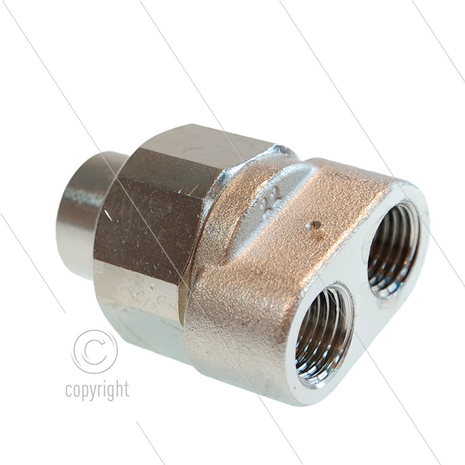 TD1 - kantelbare nozzlehouder - zonder isolatie - 200 Bar - 40 l/min - max 90&deg;C - 1x 1/4&quot; BSP bi + 2 x 1/4&quot; Npt bi