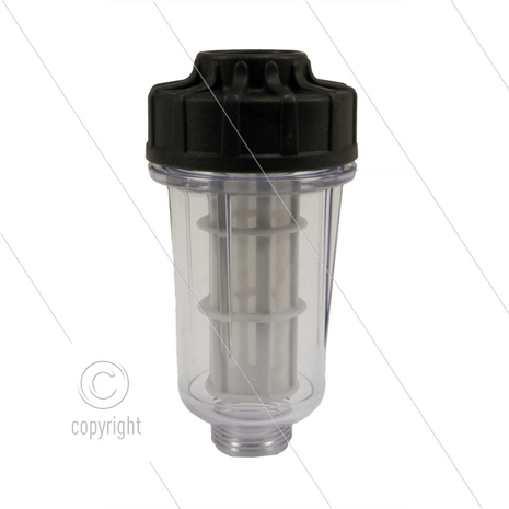 FPL - kunststof strainer - transparant filterglas - 120 m&micro; - 10 Bar - 80 l/min - max 40&deg;C - 3/4&quot; bi x 3/4&quot; bu