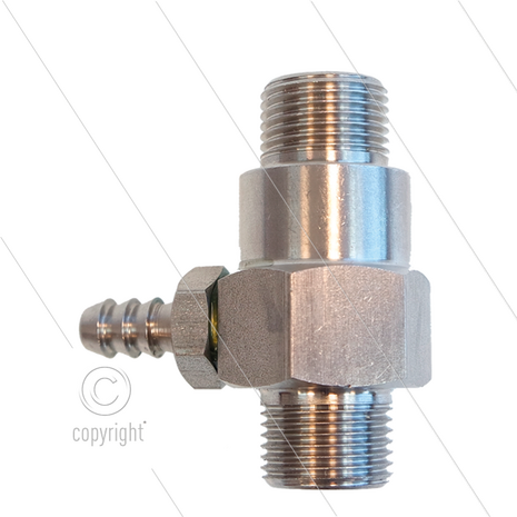 Chemicali&euml;n injector - RVS - &Oslash;1.5mm (065) - 350 Bar - 30 l/min - max 90&deg;C - 2 x 3/8&quot; bu