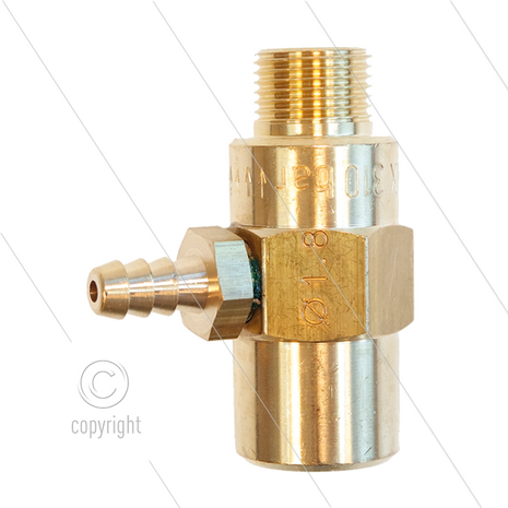 Chemicali&euml;n injector - messing - &Oslash;1.8mm (090) - 280 Bar - 30 l/min - max 90&deg;C - 3/8&quot; bi x 3/8&quot; bu