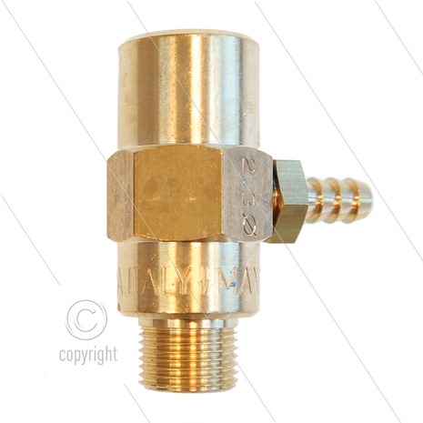 Chemicali&euml;n injector - messing - &Oslash;2.3mm (150) - 280 Bar - 30 l/min - max 90&deg;C - 3/8&quot; bi x 3/8&quot; bu