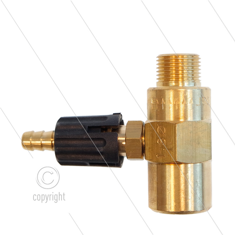 Chemicali&euml;n injector - messing - regelbaar - &Oslash;1.8mm (090) - 280 Bar - 30 l/min - max 90&deg;C - 3/8&quot; bi x 3/8&quot; bu