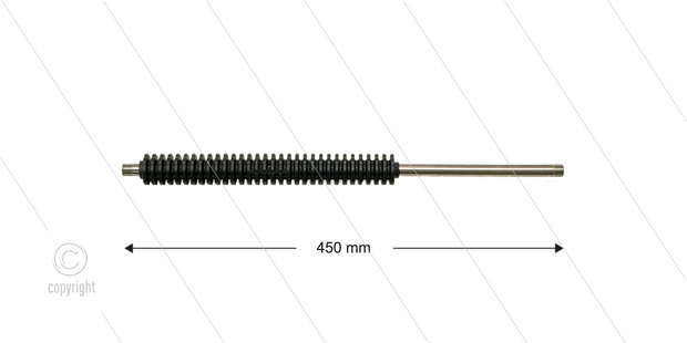PFL lans - L=450mm - recht - RVS - vast isolatie L=265mm - 250 Bar - max 160&deg;C - 2 x 1/4&quot; bu