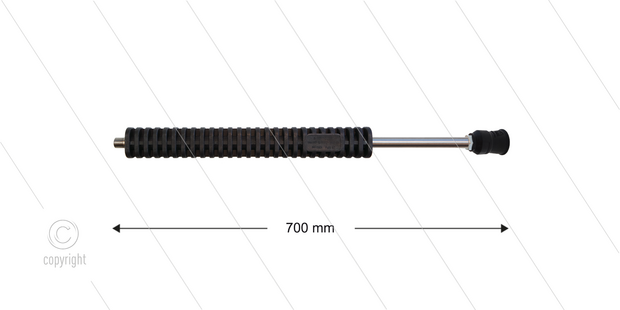 MT3 lans - L=700mm - recht - RVS - isolatie L=290mm - 250 Bar - max 160&deg;C - 2 x 1/4&quot; bu - incl. nozzlebeschermer
