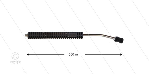 MT3 lans - L=500mm - gebogen - RVS - isolatie L=290mm - 250 Bar - max 160&deg;C - 2 x 1/4&quot; bu - incl. nozzlebeschermer