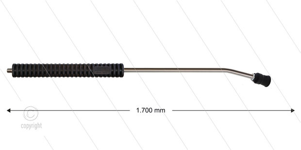 MT3 lans - L=1700mm - gebogen - RVS - isolatie 2 x L=290mm - 250 Bar - max 160&deg;C - 2 x 1/4&quot; bu - incl. nozzlebeschermer