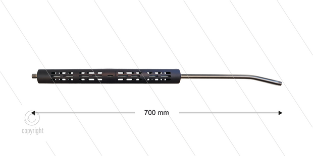 RP2 lans - L=700mm - gebogen - RVS - open isolatie L=395mm - 250 Bar - max 150&deg;C - 2 x 1/4&quot; bu