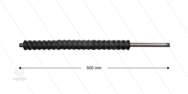 Iso77 lans - L=500mm - recht - RVS - isolatie L=300mm - 400 Bar - max 80&deg;C - 2 x 1/4&quot; bu