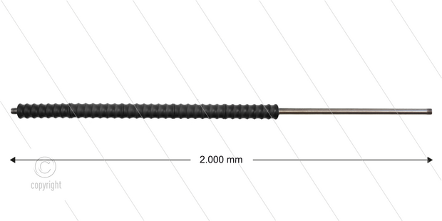 Iso77 lans - L=2000mm - recht - RVS - isolatie L=500mm - 400 Bar - max 80&deg;C - 2 x 1/4&quot; bu
