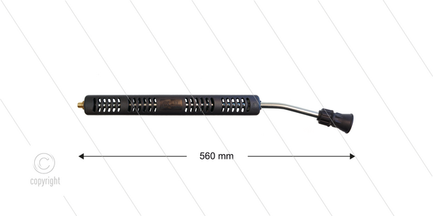 S3 lans - L=560mm - gebogen - staal verzinkt - open isolatie L=360mm - 250 Bar - max 160&deg;C - 1/4&quot; bu - incl. nozzlesok en beschermkap