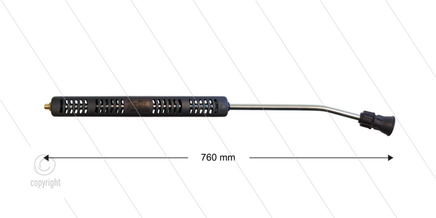 S3 lans - L=760mm - gebogen - staal verzinkt - open isolatie L=360mm - 250 Bar - max 160&deg;C - 1/4&quot; bu met nozzlesok en beschermkap